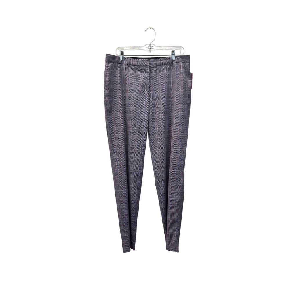Hugo Boss Dress Pants Women's‎ Size 8 Grey Purple Color Plaid Slim Trousers